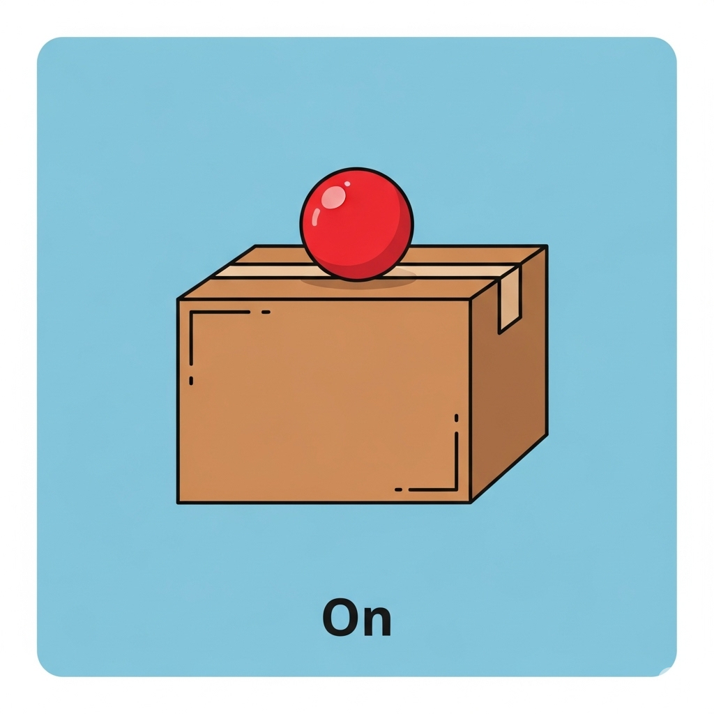 The ball is on the box.